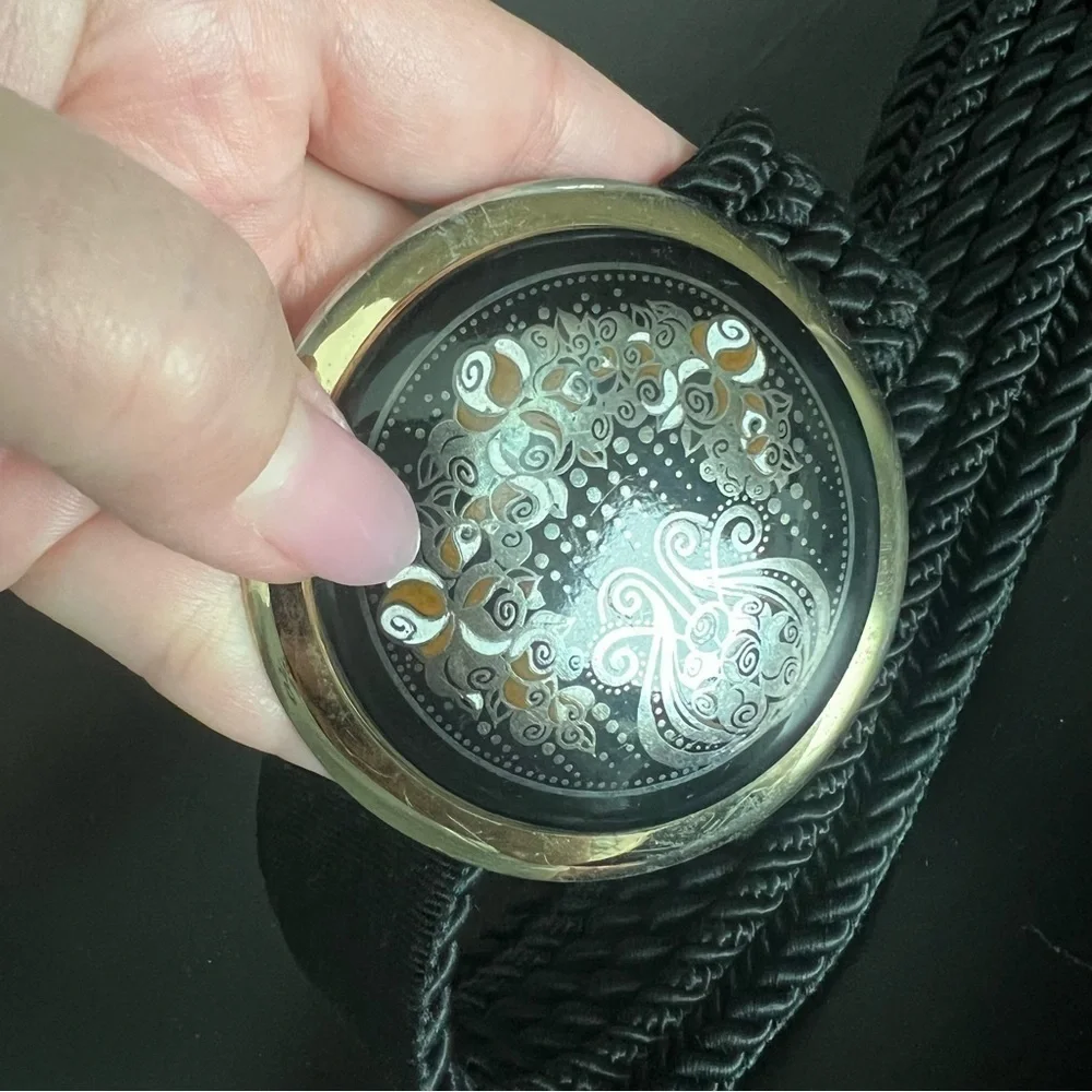 Gutos W Germany 1980s Vintage Art Nouveau waist belt, metal buckle,rope detail
